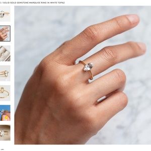 Local Eclectic Solid Gold Gemstone Marquise Ring in White Topaz - 10